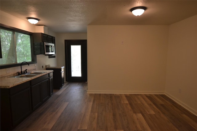 kitchen featuring a wealth of natural light, sink, and dark wood-type flooring