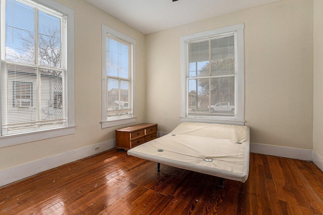 sitting room with dark hardwood / wood-style floors