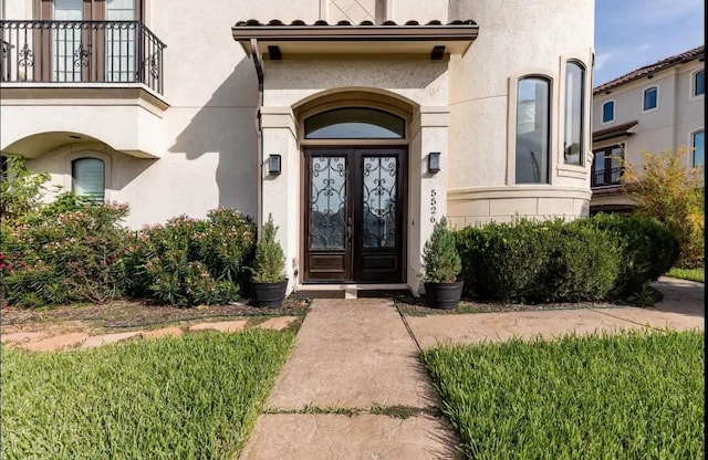 property entrance with french doors