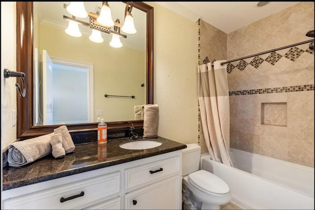 full bathroom featuring vanity, toilet, and shower / bath combo with shower curtain