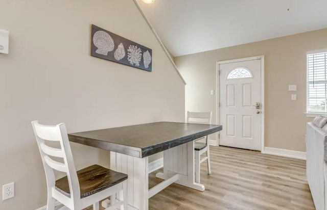 23171 Buena, Galveston, TX 77555 - foyer featuring light hardwood / wood-style floors and vaulted ceiling