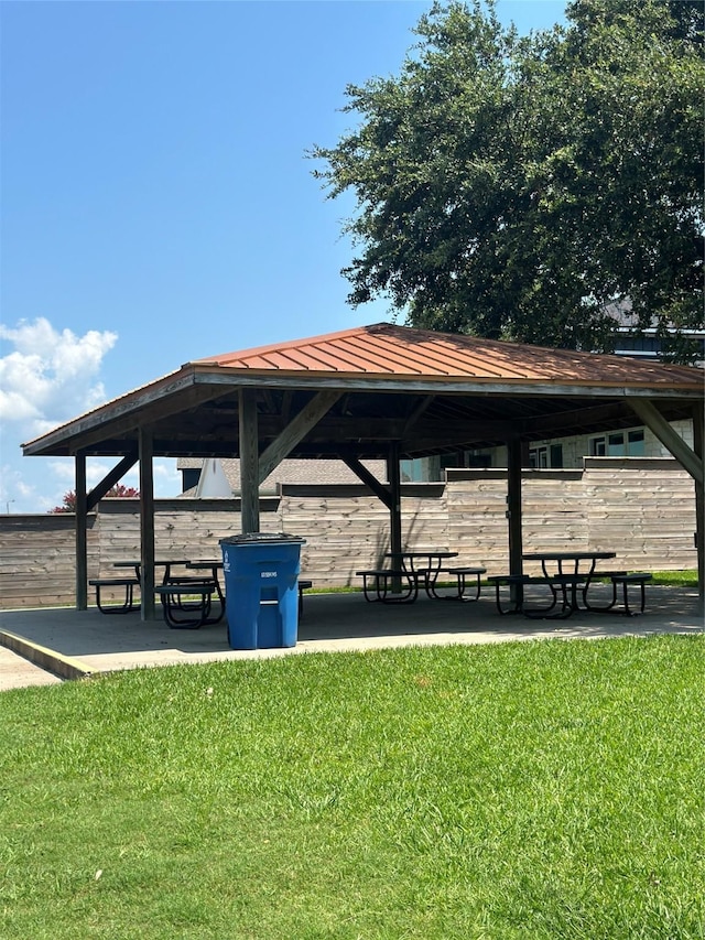 view of home's community featuring a gazebo and a yard