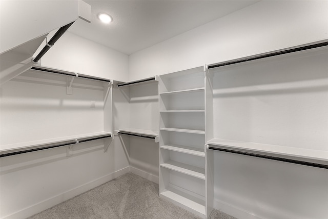 spacious closet with light colored carpet