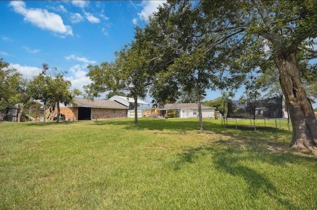 view of yard with a trampoline