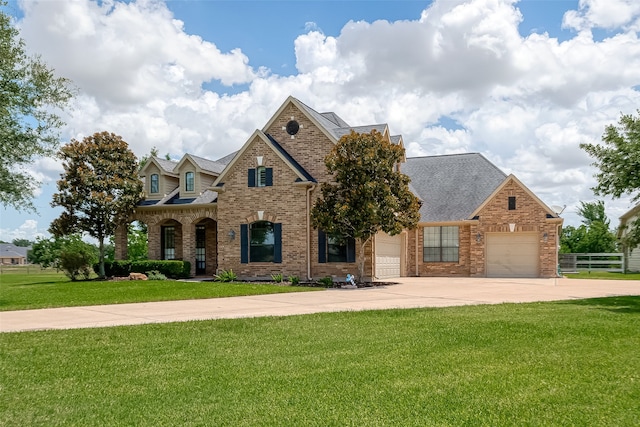 view of front of house featuring a garage and a front yard