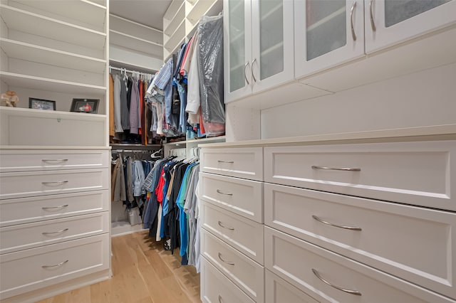 spacious closet with light wood-type flooring