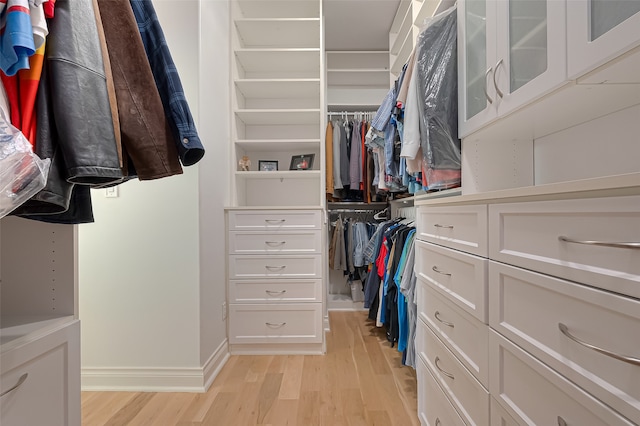 spacious closet with light wood-type flooring