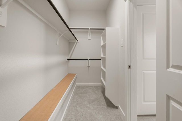 spacious closet with light carpet