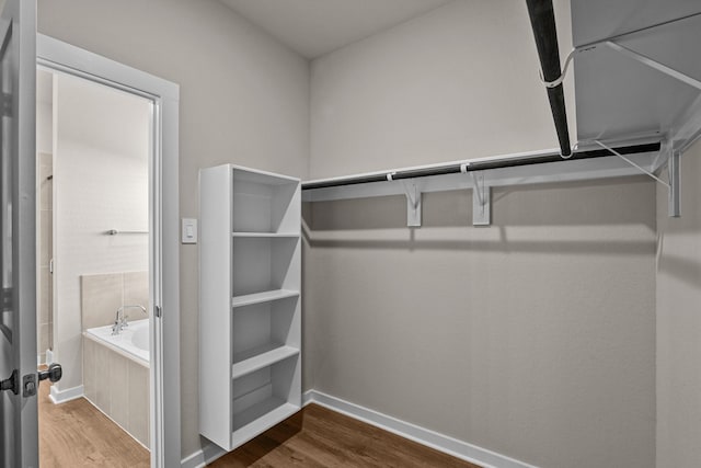 spacious closet featuring hardwood / wood-style floors