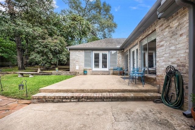 view of patio / terrace featuring french doors