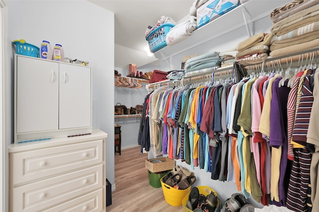 spacious closet with light hardwood / wood-style floors