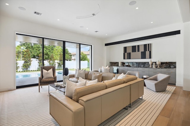 living room featuring light hardwood / wood-style flooring