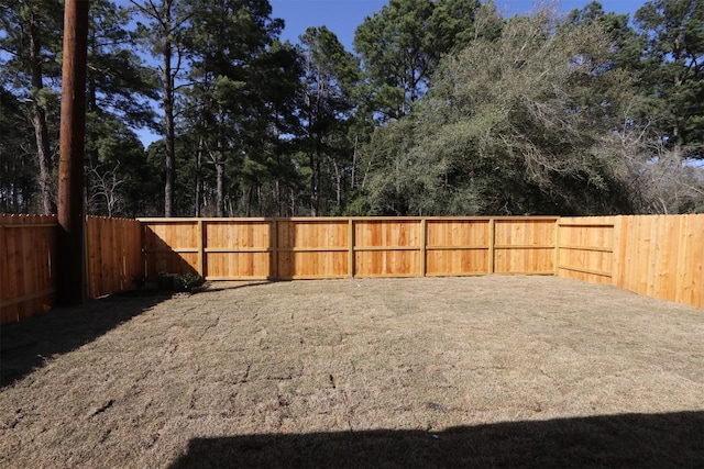 view of yard featuring a fenced backyard