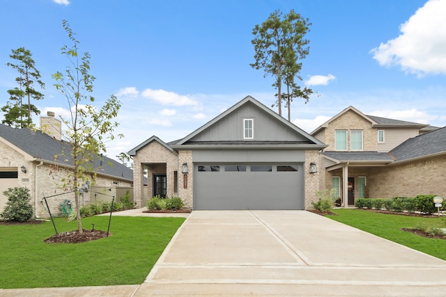 craftsman-style home featuring a garage and a front yard