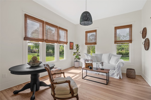 sitting room featuring light hardwood / wood-style flooring