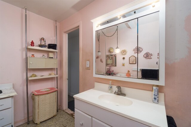 bathroom with oversized vanity