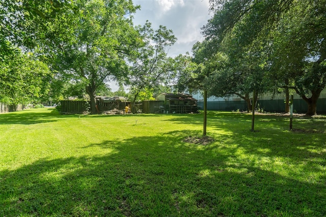 view of yard with a fenced backyard