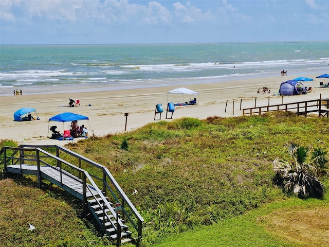 view of water feature with a view of the beach