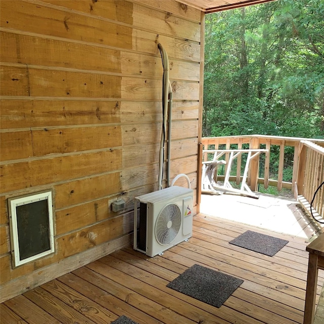 wooden deck with ac unit