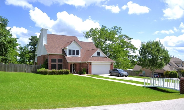 cape cod home with a garage and a front yard