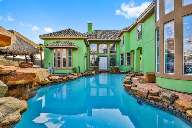 view of swimming pool with a gazebo