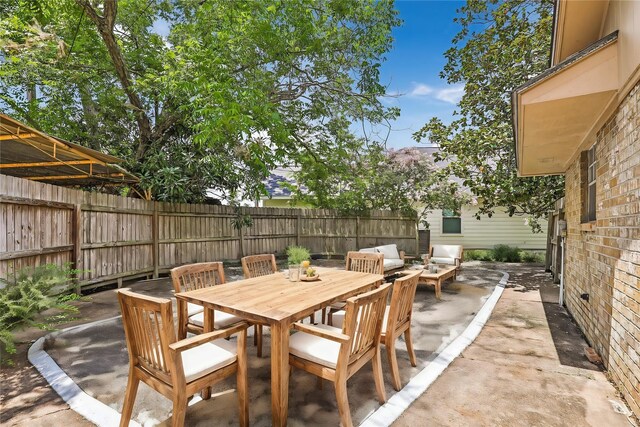 view of patio featuring an outdoor hangout area