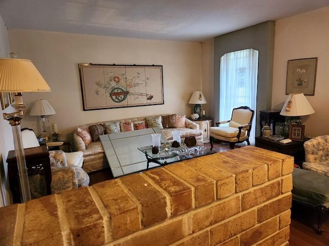 living room with hardwood / wood-style floors