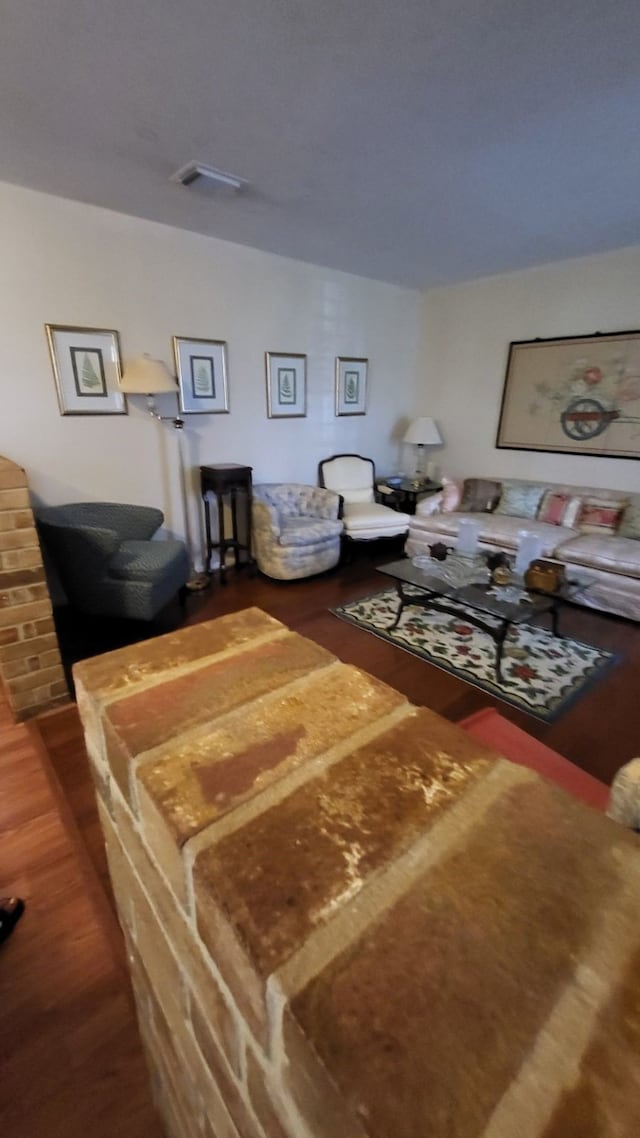 living room with hardwood / wood-style floors