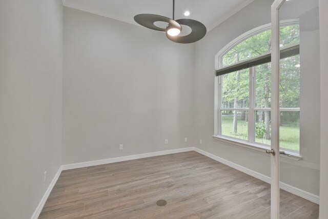 empty room with light wood-type flooring