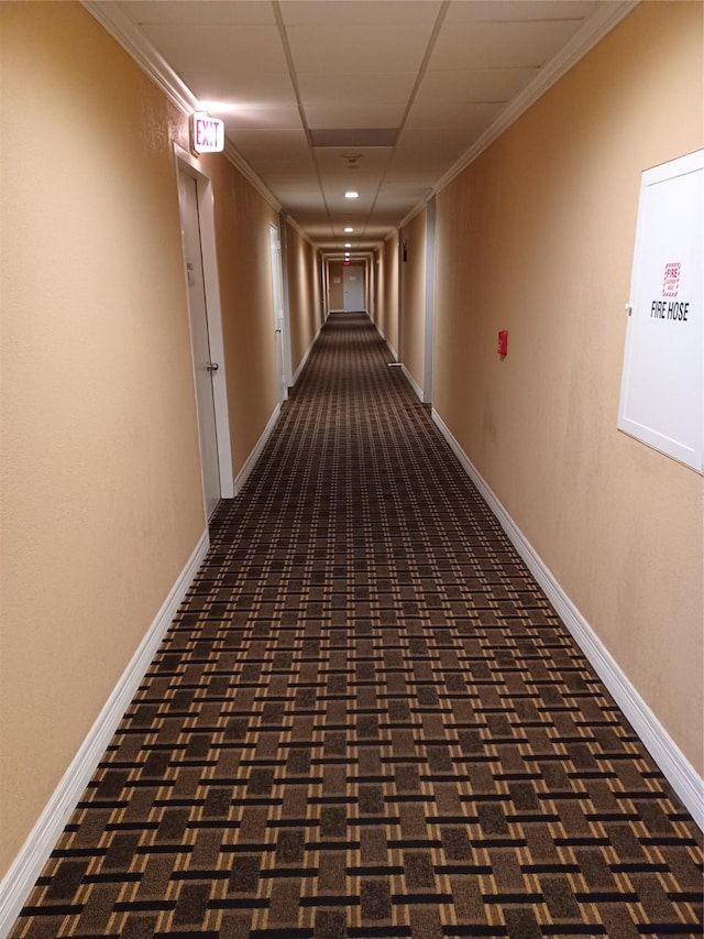 hallway with crown molding