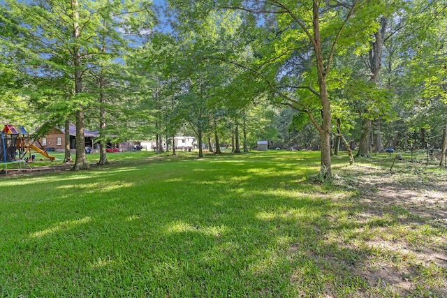 view of yard with a playground