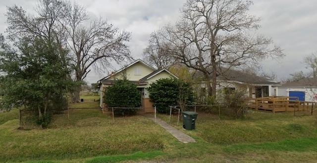 view of front of home with a deck