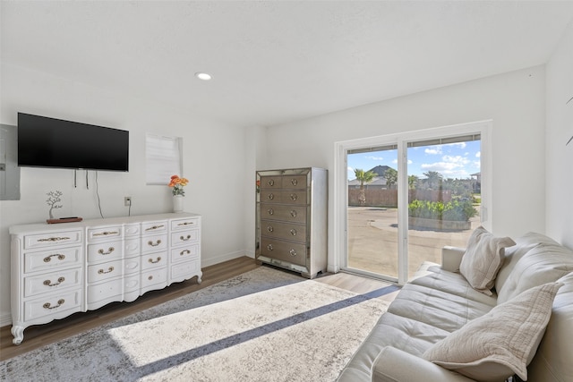 living room with hardwood / wood-style flooring