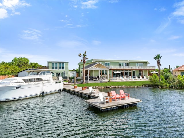 dock area featuring a water view