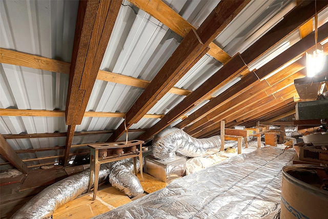 view of unfinished attic