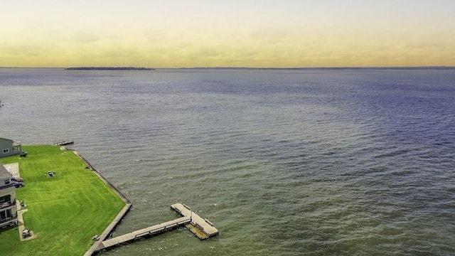 water view featuring a dock