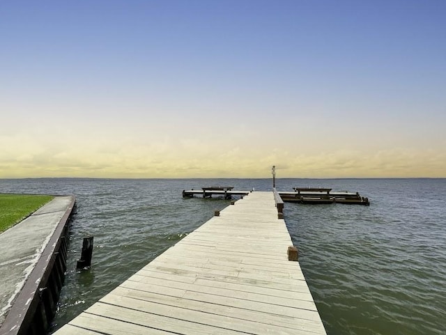 view of dock featuring a water view