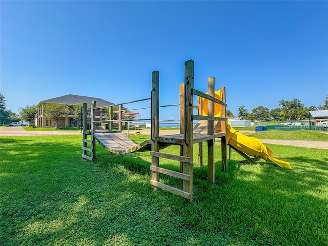 view of play area featuring a yard