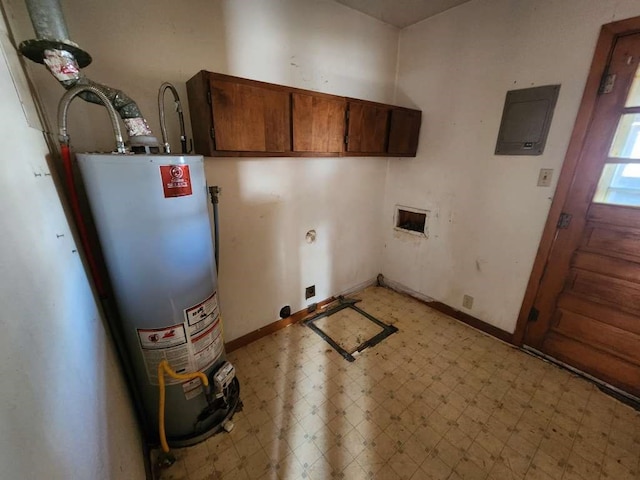 utility room featuring water heater