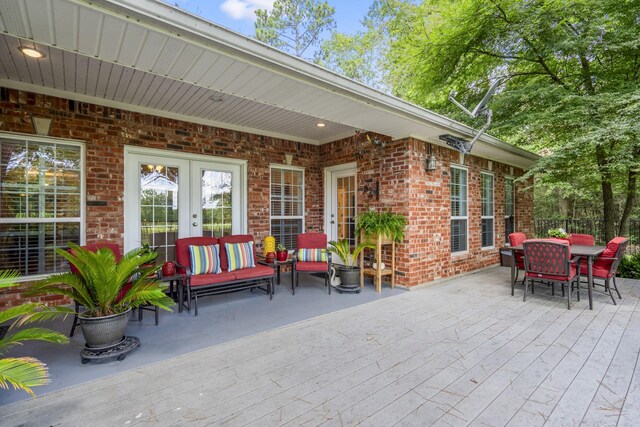 view of patio / terrace featuring french doors