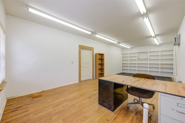 office with wood-type flooring