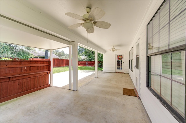 view of patio / terrace featuring ceiling fan