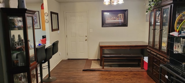 interior space with dark wood-type flooring