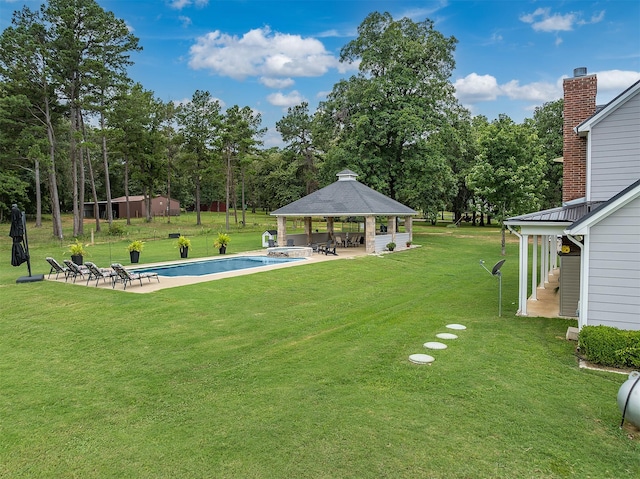 view of yard featuring a gazebo and a patio