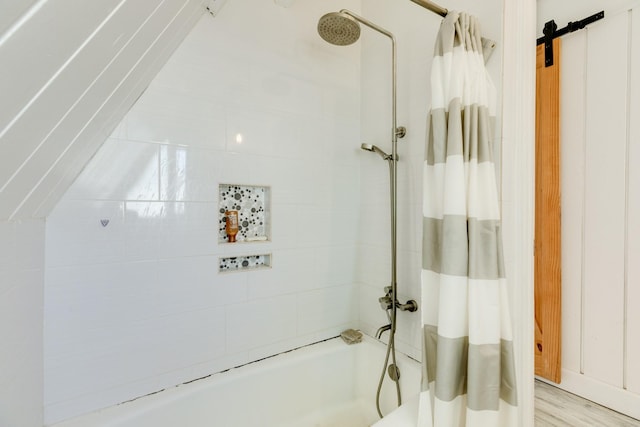312 Angel Wing, Surfside Beach, TX 77541 - bathroom featuring shower / bathtub combination with curtain