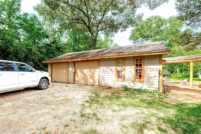 exterior space featuring a garage