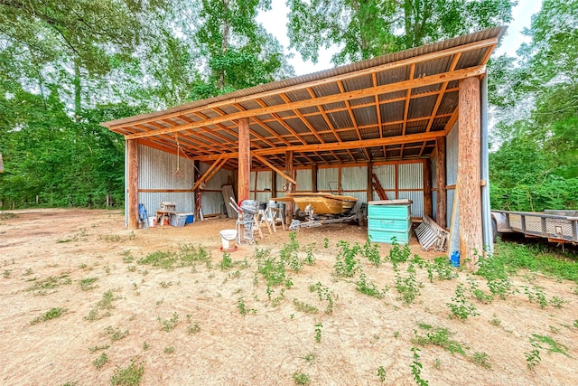 view of outdoor structure featuring a hot tub