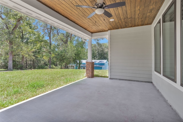 view of patio / terrace featuring ceiling fan