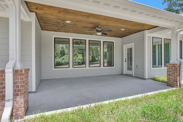 view of patio / terrace featuring ceiling fan