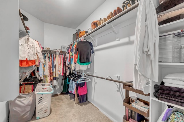 spacious closet with light colored carpet